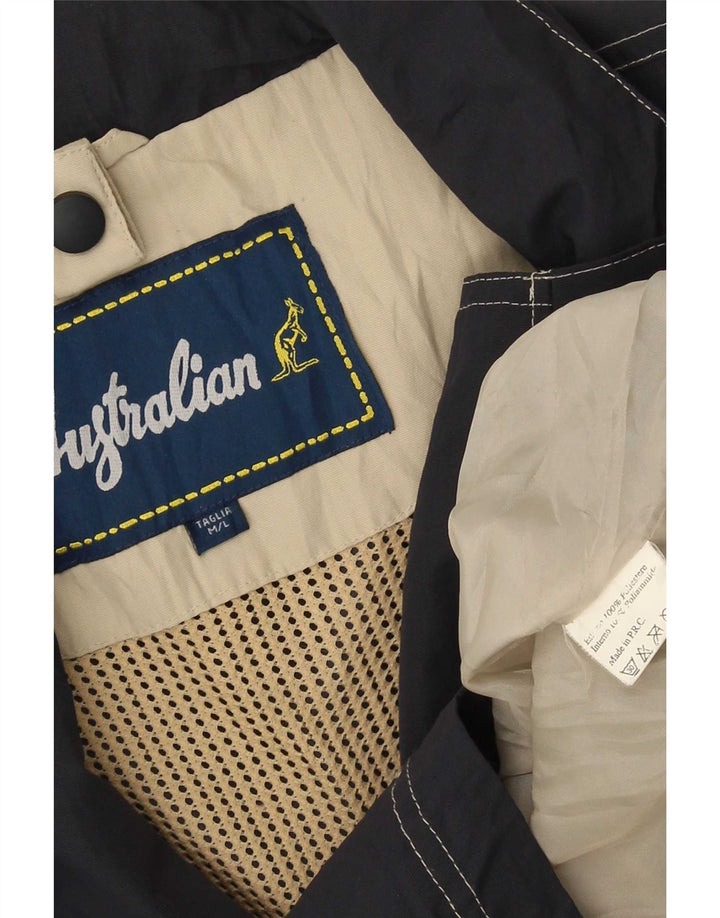 AUSTRALIAN L'ALPINA Giacca antipioggia da uomo UK 40 Large Grigio Colourblock Poliestere