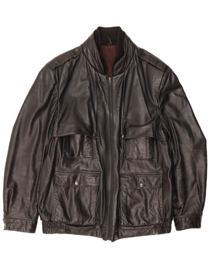 Giacca in pelle militare da uomo SCHILD UK 40 grande in pelle nera