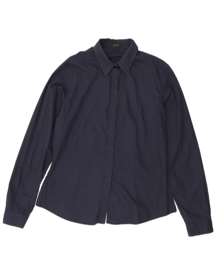 Camicia da donna Calvin Klein US 12 Large in cotone blu navy