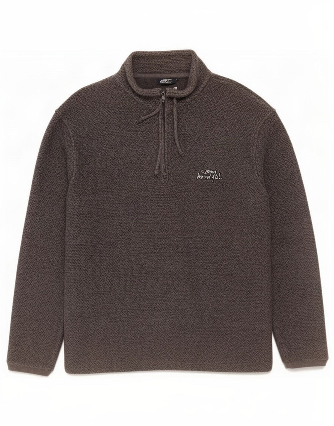 Weird Fish Maglione da uomo con zip e collo grande in cotone grigio