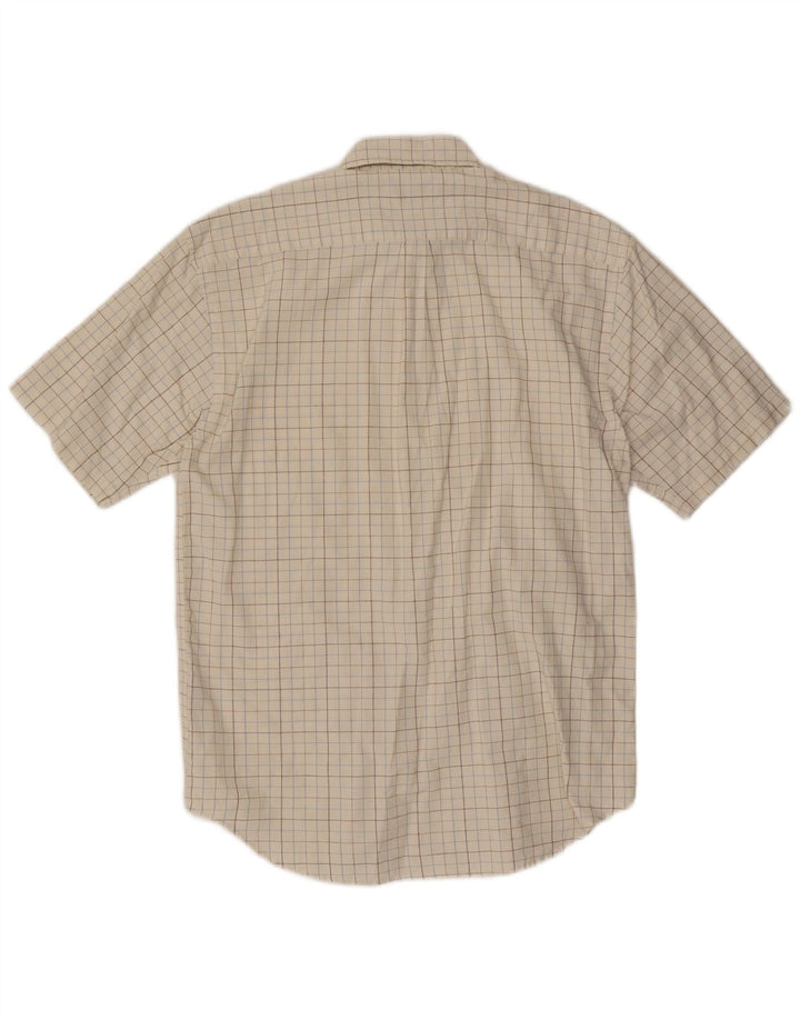 Camicia Fila da uomo a maniche corte in cotone a quadri bianco medio