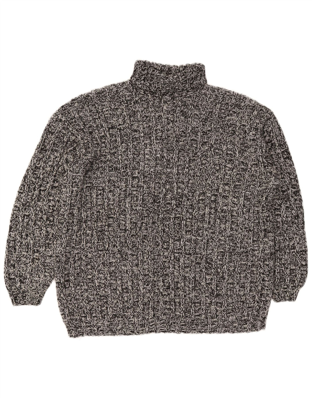 Maglione maglione vintage da uomo con collo alto XL blu navy screziato