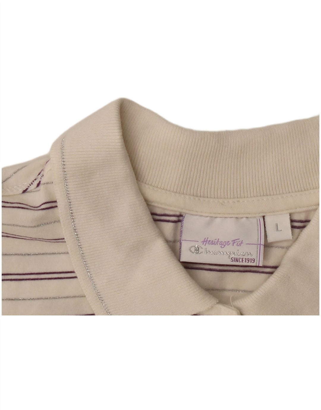 Polo da donna Champion Heritage Fit UK 14 Large Off White Striped