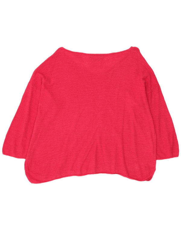 Maglione da donna oversize con scollo a barca Benetton UK 14 Cotone rosa medio