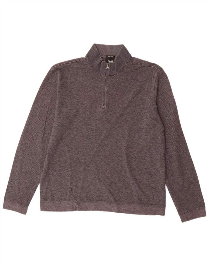 Felpa Hugo Boss da uomo con vestibilità regolare, collo con zip, grande grigio