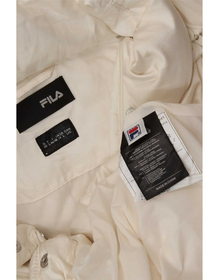Giacca imbottita con cappuccio da donna Fila UK 14 grande poliestere bianco