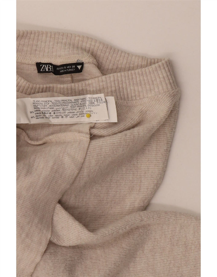 Maglione corto girocollo oversize da donna Zara UK 10 piccolo Beige