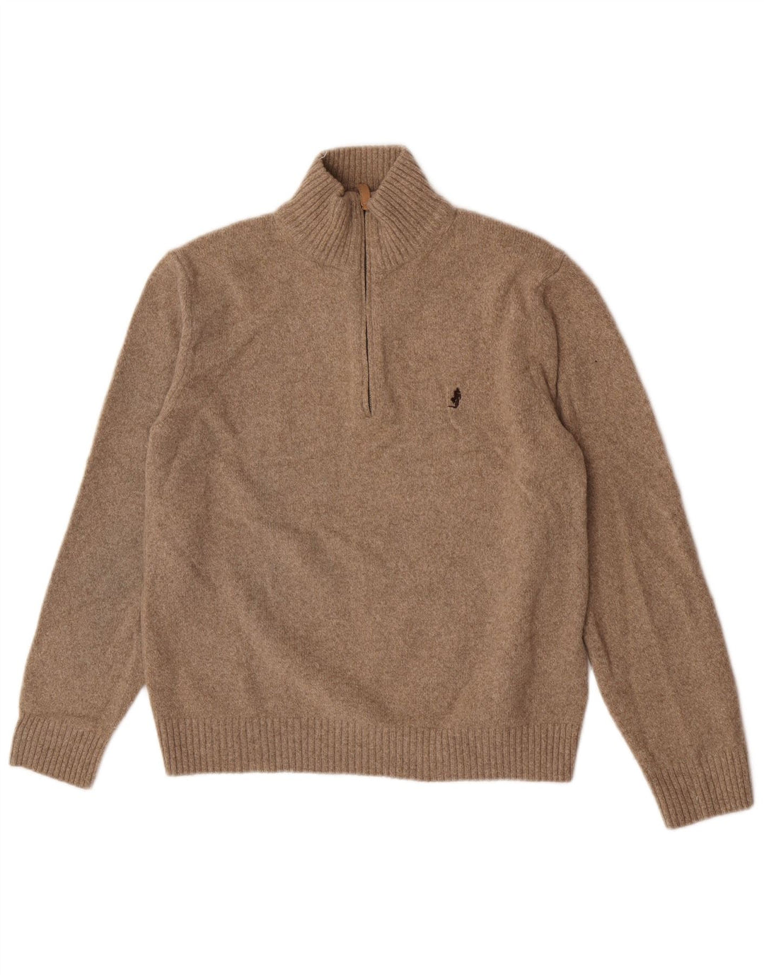 Marlboro Classics Maglione da uomo con zip e collo grande in lana beige
