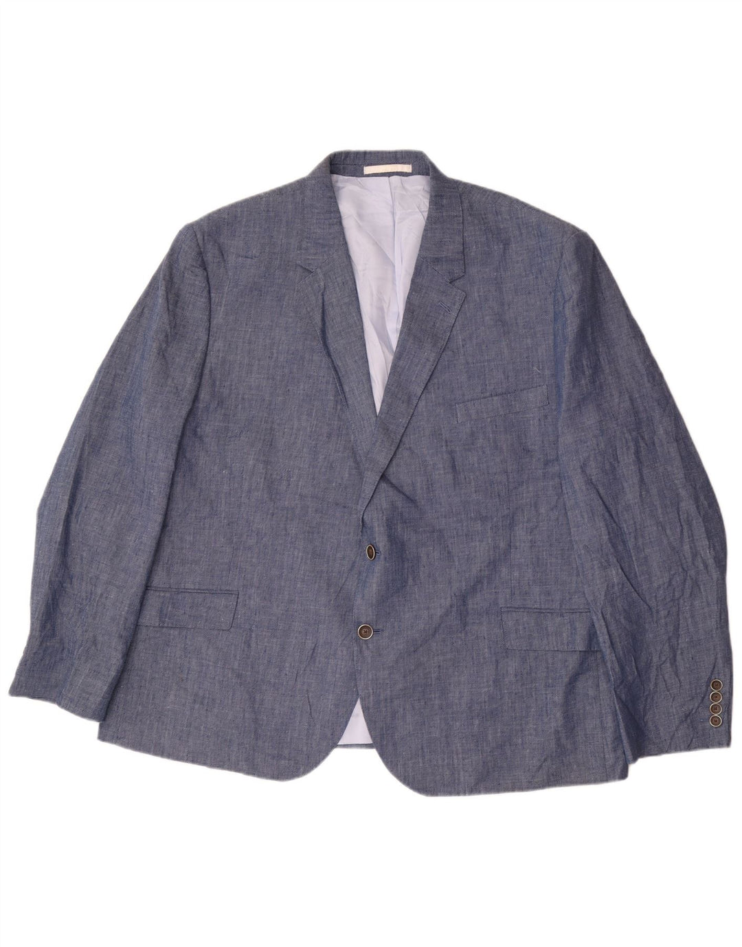 Giacca blazer a 2 bottoni da uomo Marks & Spencer UK 54 7XL Lino blu classico