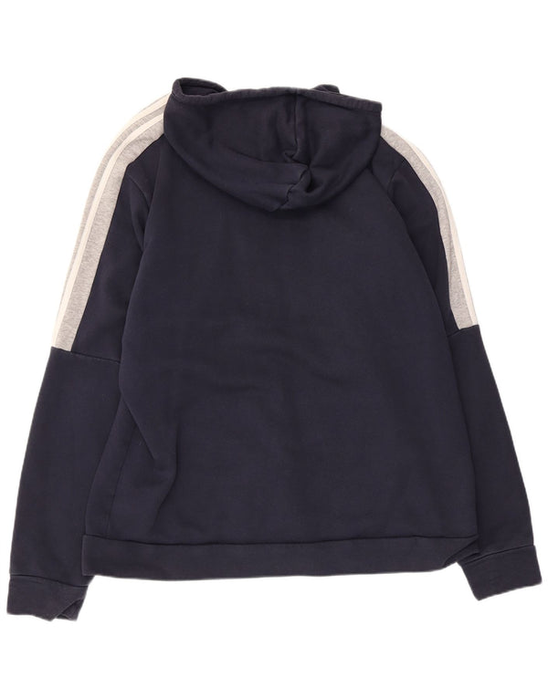 ADIDAS Mens Zip Hoodie Sweater XL Navy Blue Colourblock Cotton