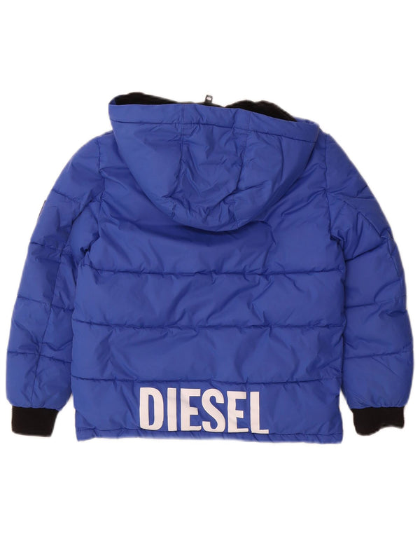 Giacca imbottita con cappuccio grafica per ragazzi Diesel 7-8 anni in nylon blu