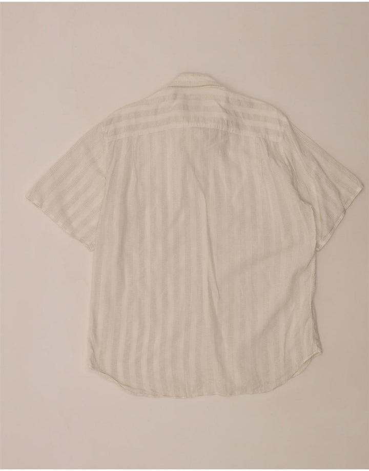 Camicia Trussardi da uomo a maniche corte taglia 40 15 3/4 media a righe bianco sporco