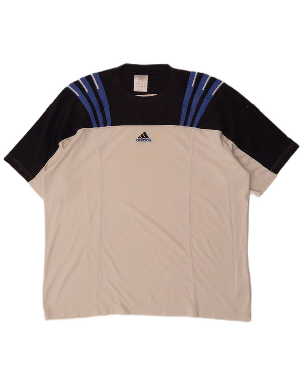 T-shirt da uomo Adidas Top UK 44/46 grande cotone color block bianco