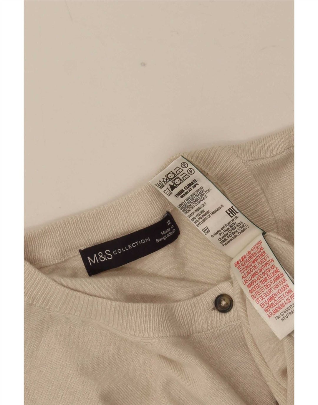 Maglione cardigan da donna Marks & Spencer UK 12 Viscosa beige medio