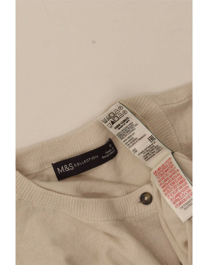 Maglione cardigan da donna Marks & Spencer UK 12 Viscosa beige medio