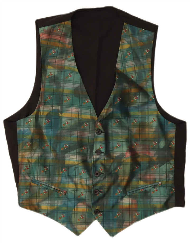 Gilet vintage da uomo a quadri verdi grandi