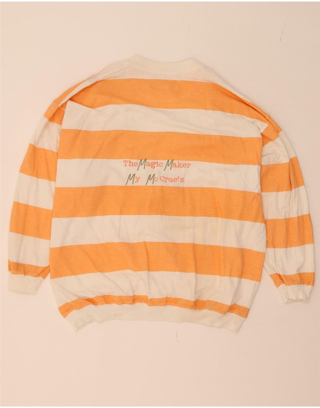 SAMAR Mens Cardigan Sweater Large Orange Striped Cotton Vintage Samar and Second-Hand Samar from Messina Hembry 