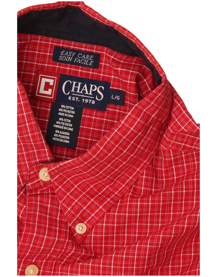 CHAPS Camicia a maniche corte da uomo in cotone a quadri rossi grandi