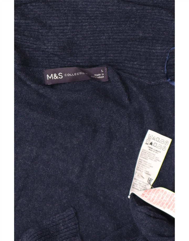Maglione da donna Marks & Spencer con collo a scialle UK 16 grande blu navy