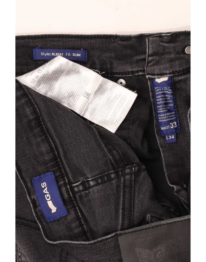 Jeans slim effetto consumato da uomo Gas W33 L34 cotone nero