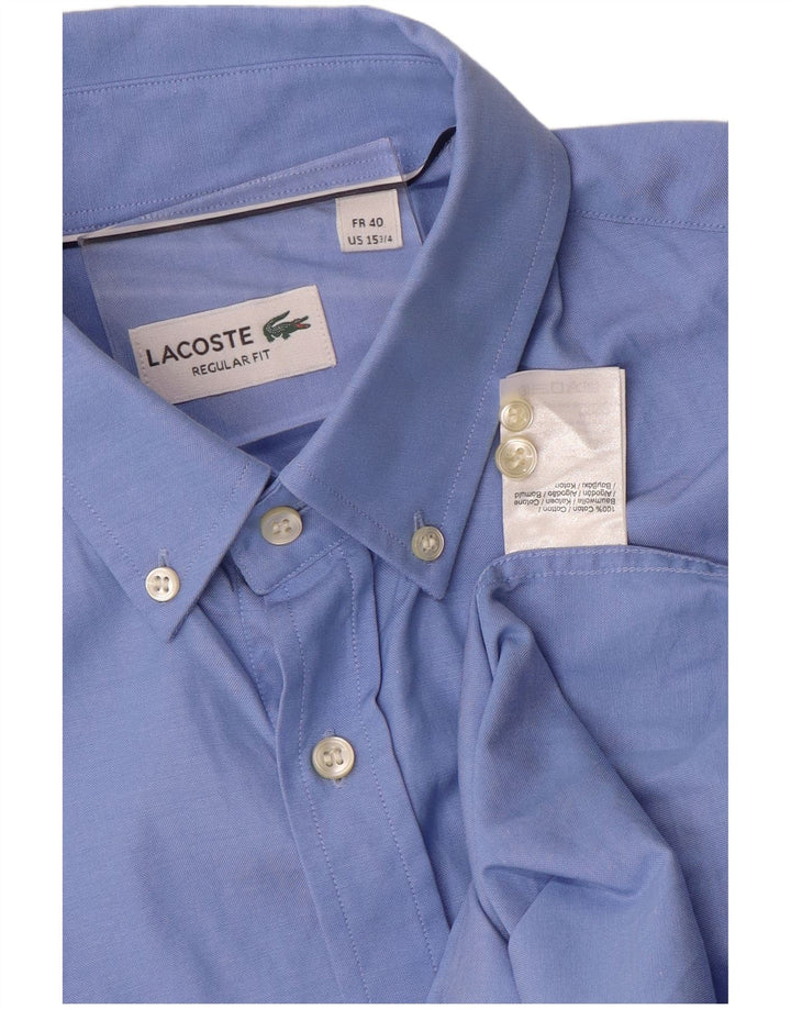 Camicia Lacoste da uomo vestibilità regolare taglia 40 15 1/2 cotone blu medio