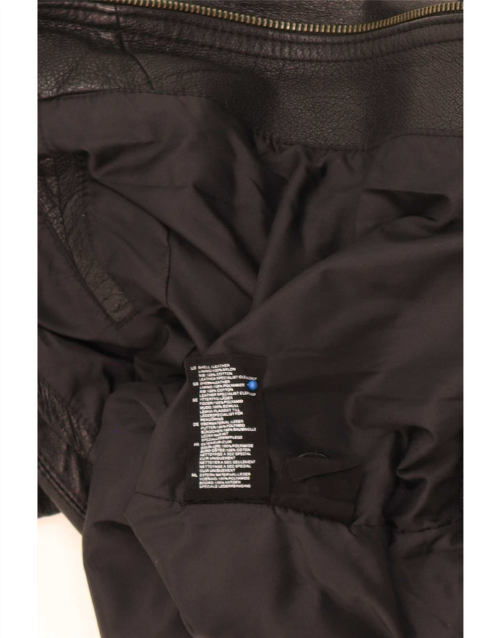 Giacca in pelle militare da donna H&M UK 14 media nera