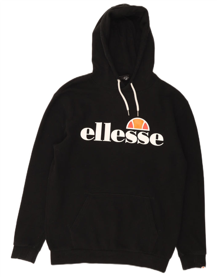 Felpa con cappuccio grafica da uomo Ellesse piccola in cotone nero