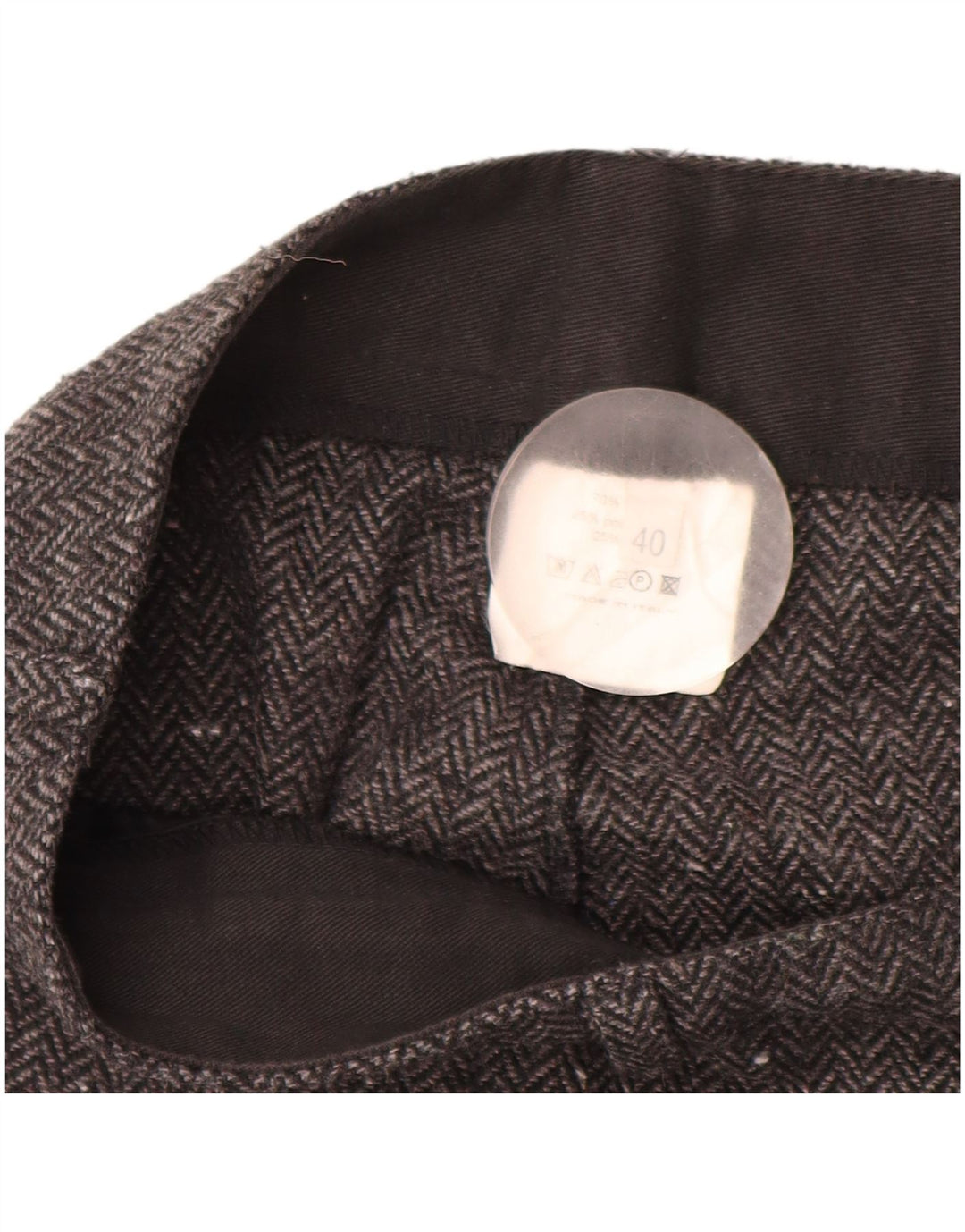 Pantaloni casual da donna VINTAGE IT 40 Small W28 L32 Grigio a spina di pesce