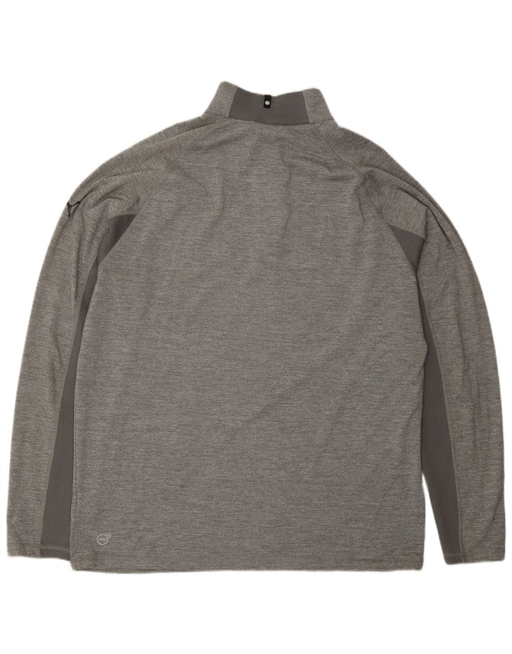 Maglia da ginnastica PUMA da uomo con zip e collo XL in poliestere grigio