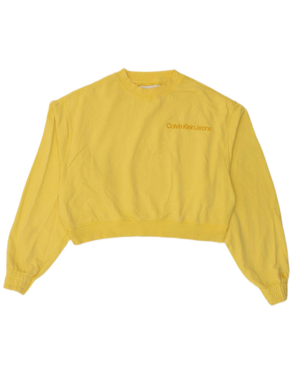 Felpa oversize da donna Calvin Klein Jeans Jumper UK 16 Large Giallo