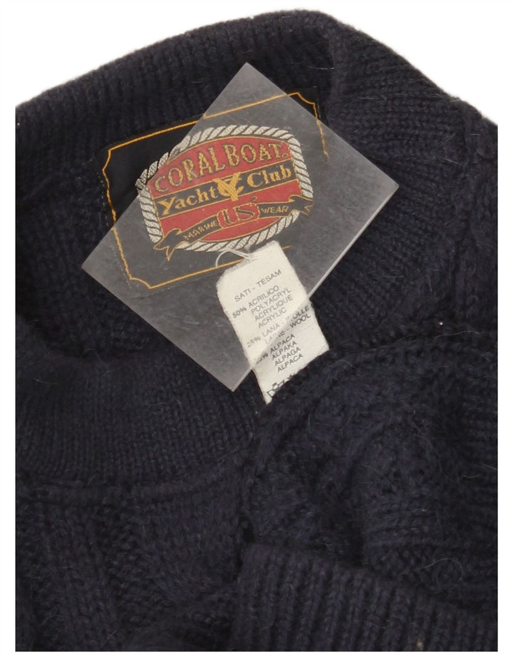 Maglione maglione girocollo da donna VINTAGE UK 18 XL acrilico blu navy