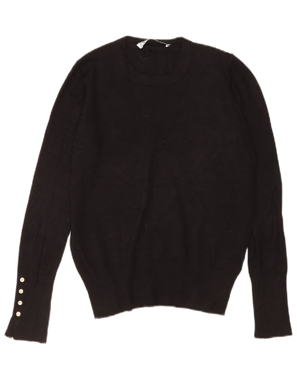 Zara Womens Crew Neck Jumper Sweater UK 10 Small Black Viscose