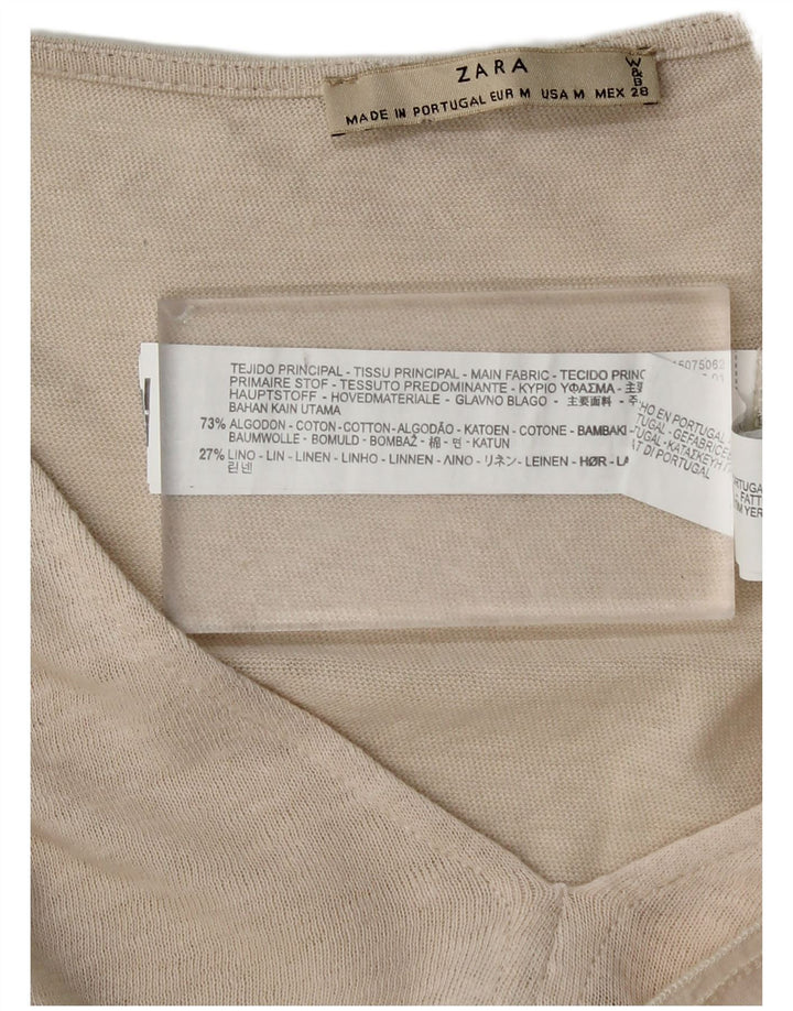Top in camicetta ampia da donna Zara UK 14 cotone beige medio