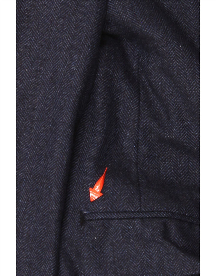 Giacca Blazer da Uomo a 2 Bottoni CANALI IT 52 XL Cashmere Spinato Blu Navy