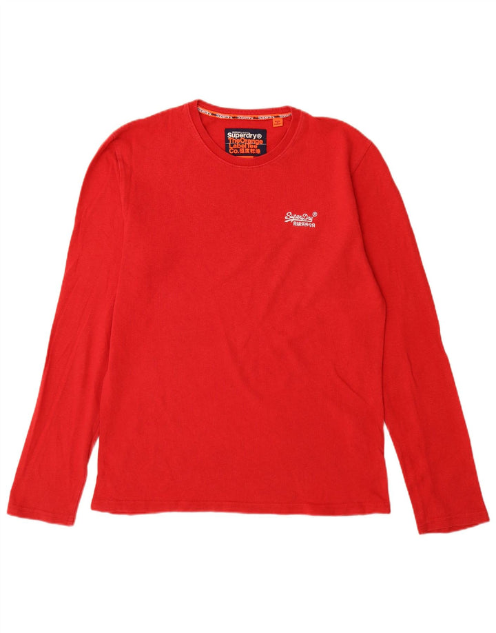 Top da uomo a maniche lunghe Superdry in cotone rosso medio