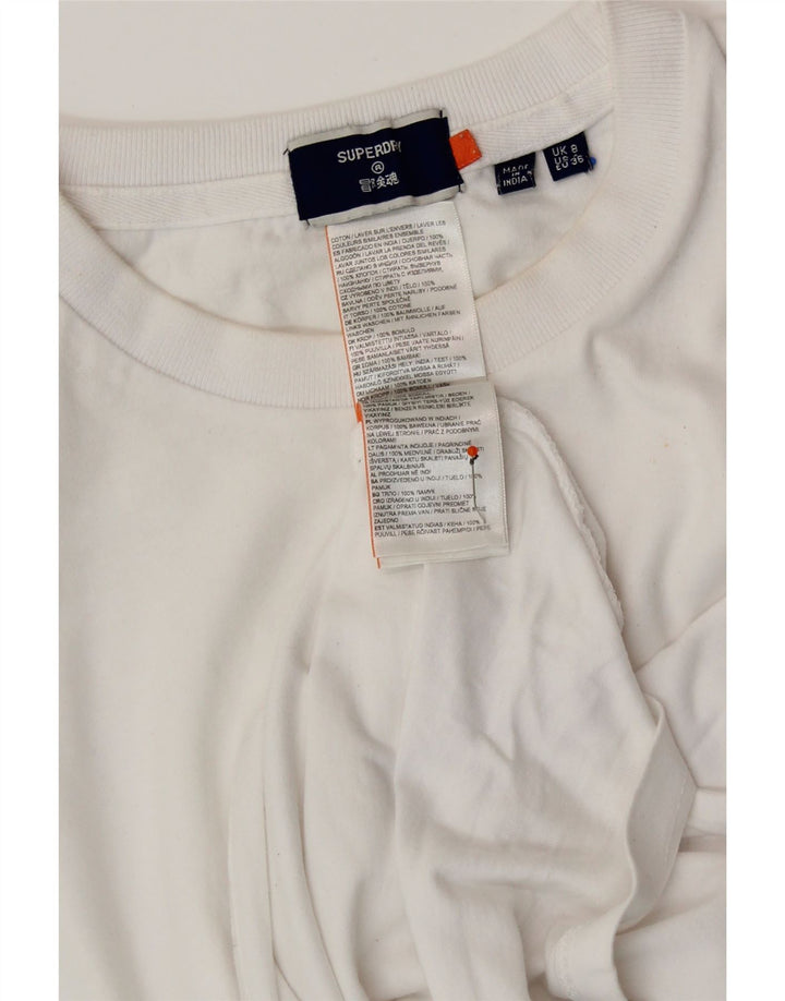 T-shirt da donna SUPERDRY UK 8 piccola in cotone bianco
