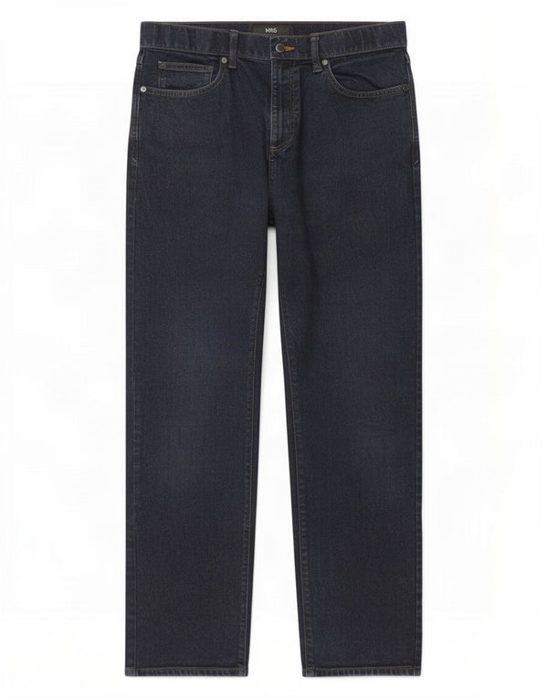 Jeans dritti da uomo Marks & Spencer W34 L33 cotone blu navy