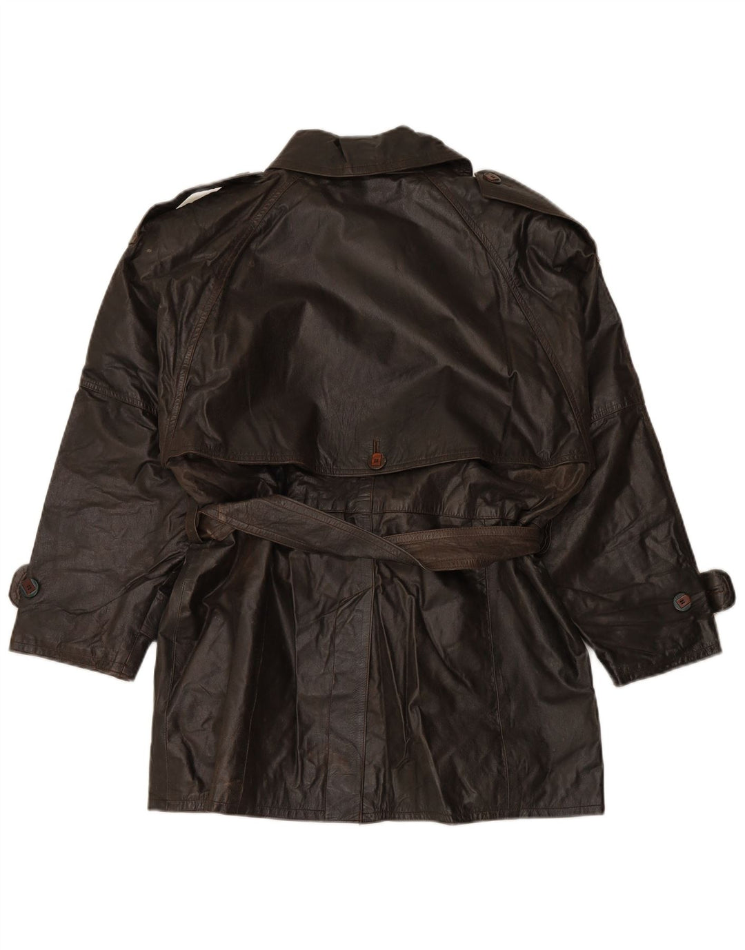 Cappotto in pelle doppio petto da donna VINTAGE EU 38 in pelle marrone medio