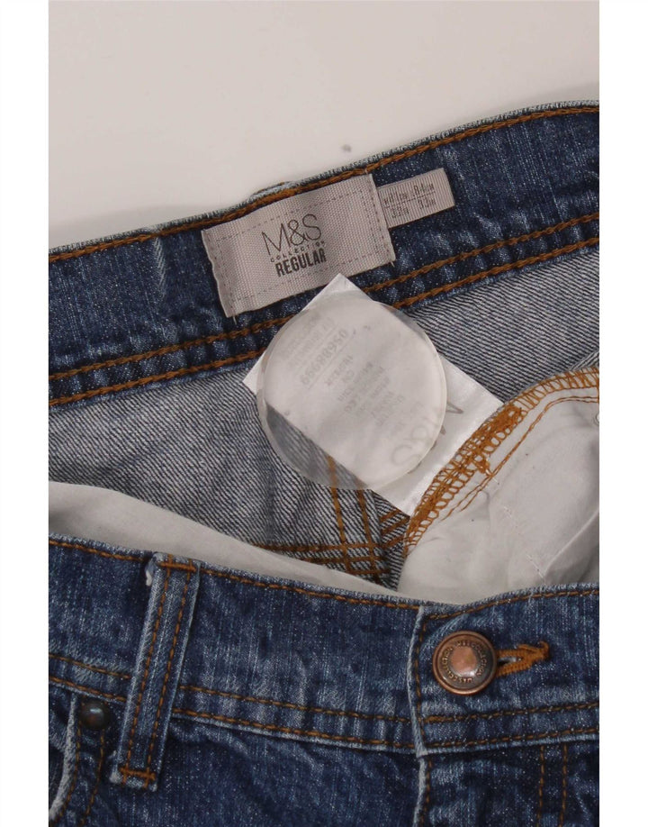 Jeans dritti vestibilità regolare da uomo Marks & Spencer W32 L33 cotone blu