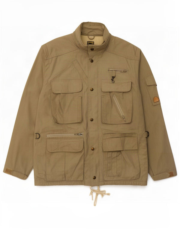 Giacca utilitaria vintage da uomo con cappuccio UK 40 grande beige