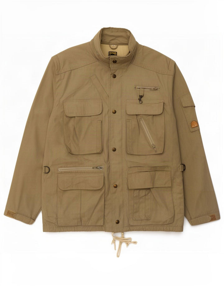 Giacca utilitaria vintage da uomo con cappuccio UK 40 grande beige