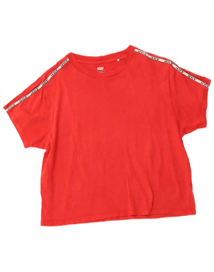 T-shirt corta da donna LEVI'S UK 12 blocco colore rosso medio