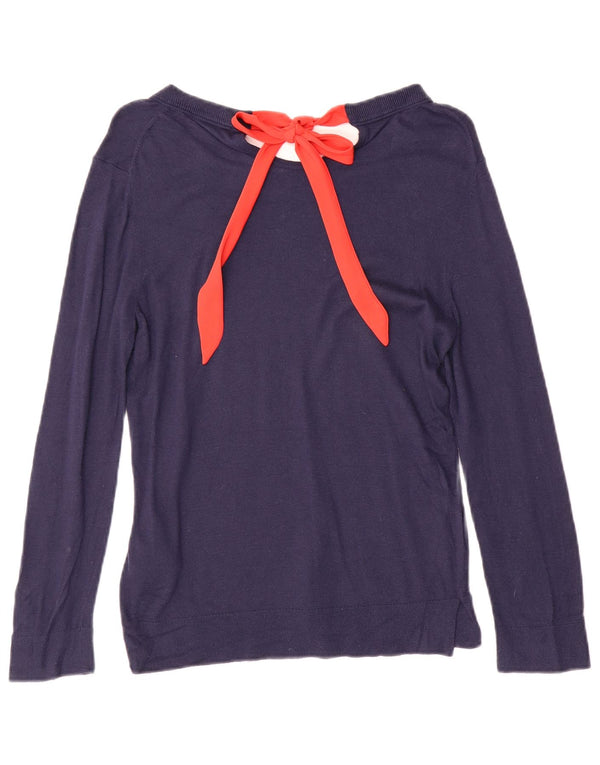 Maglione maglione con scollo a barca da donna Tommy Hilfiger UK 10 piccolo nylon blu navy