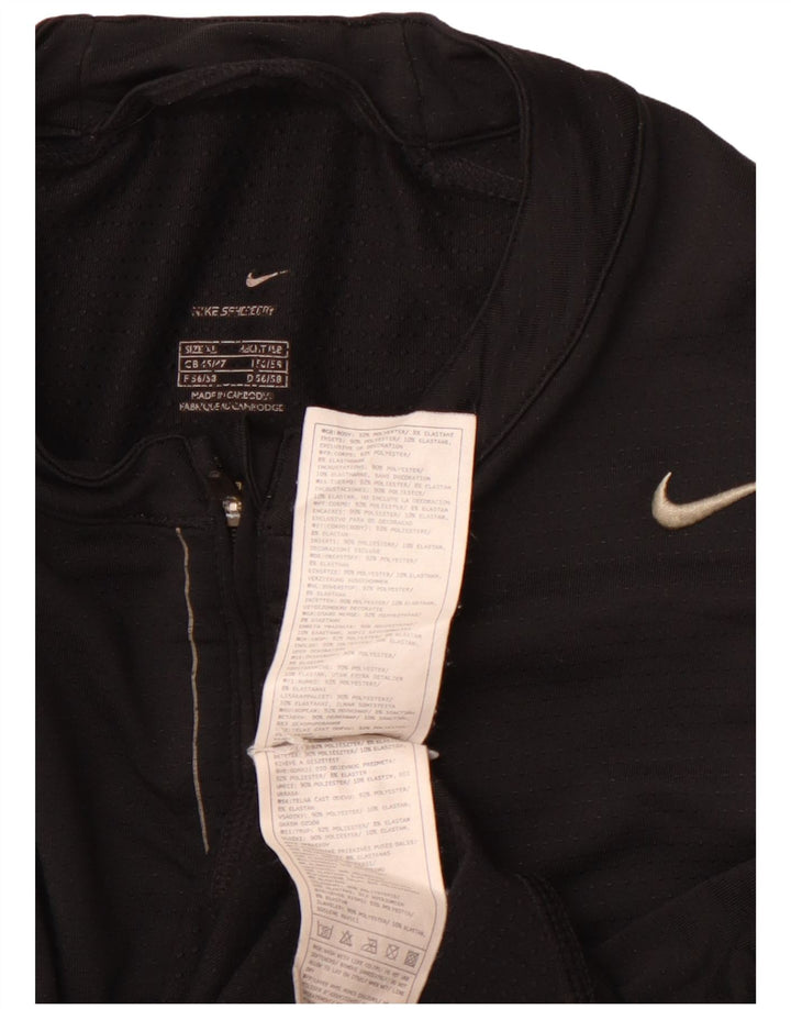 NIKE Top da uomo con zip e collo a maniche lunghe XL nero in poliestere color block sportivo