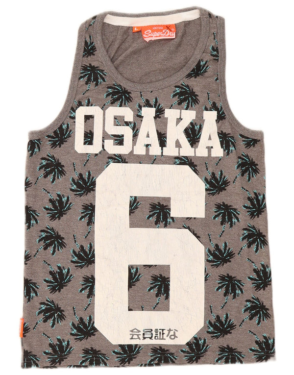 Canotta grafica da uomo Superdry Osaka, grande sportiva grigia floreale
