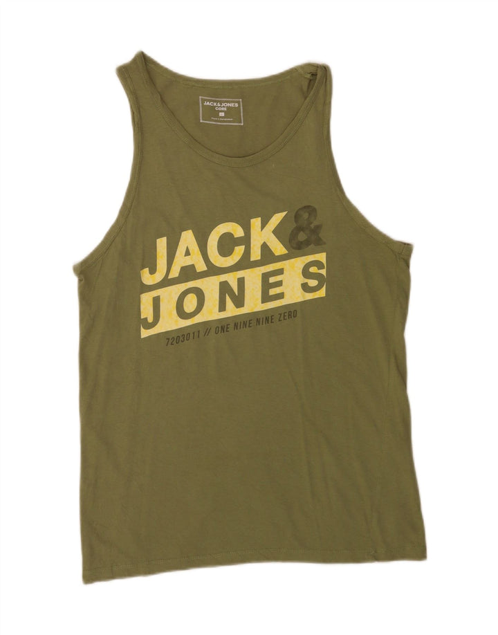 Jack & Jones Canottiera grafica da uomo grande in cotone verde