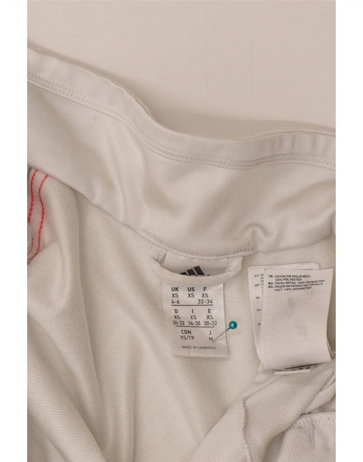 Giacca da tuta da donna Adidas UK 4/6 XS poliestere bianco