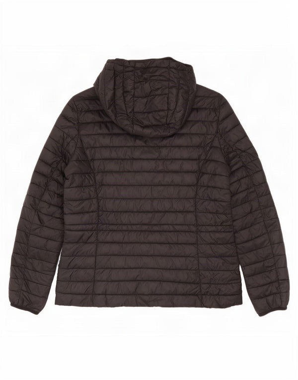 Giacca imbottita con cappuccio da donna Massimo Dutti UK 12 nylon nero medio
