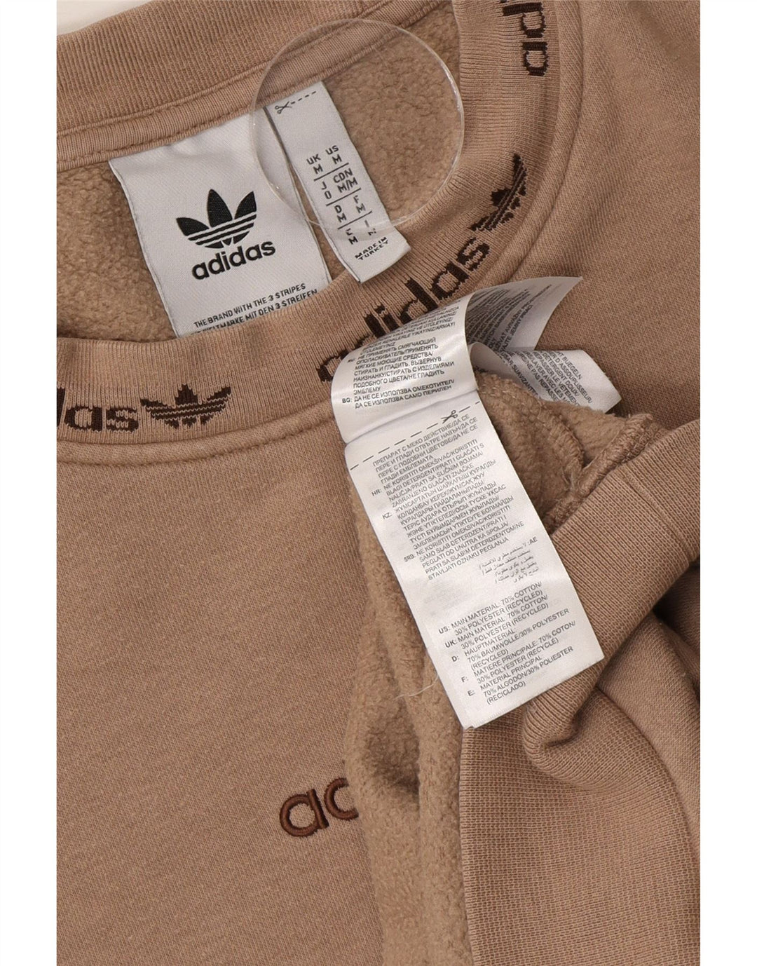 Felpa grafica da uomo Adidas Felpa in cotone beige medio