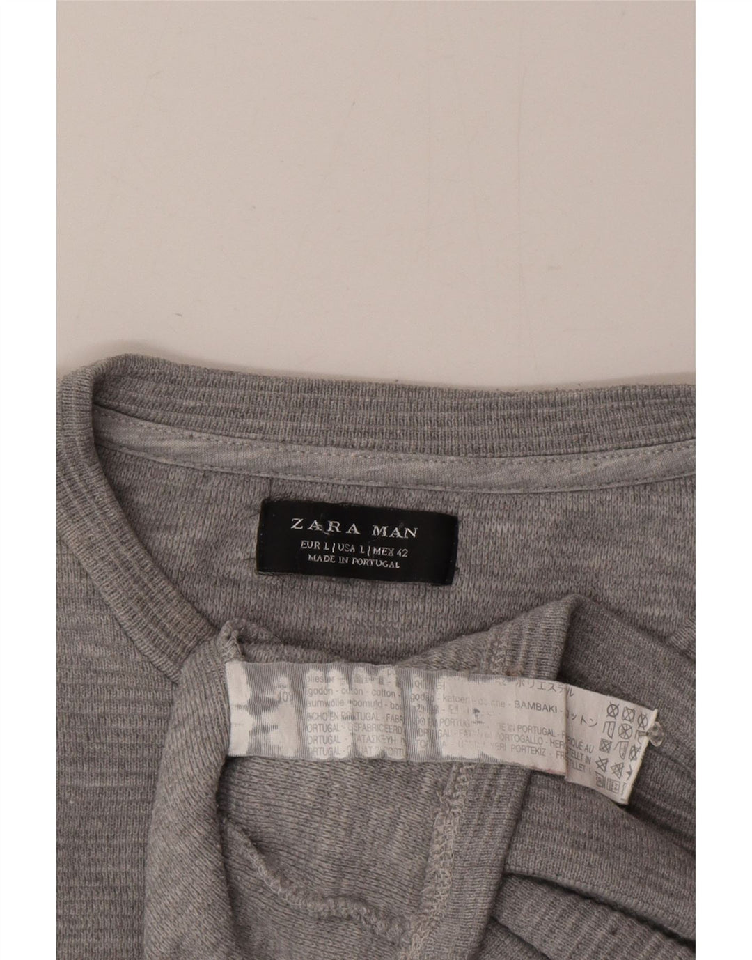 Top Zara da uomo a maniche lunghe in cotone mélange grande grigio